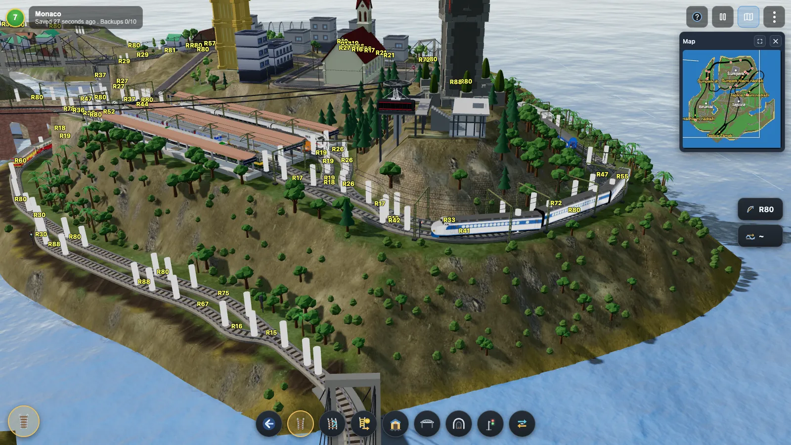 Laying track between two stations in Rail Island