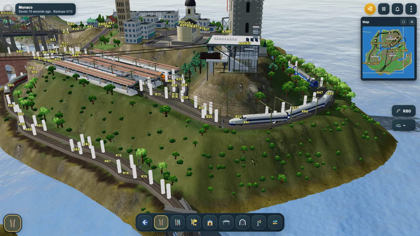 Laying track between two stations in Rail Island